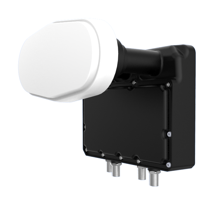 Quad Triplefeed 23mm LNB, 19.2˚E + 23.5˚E + 28.2˚E for 65cm dish